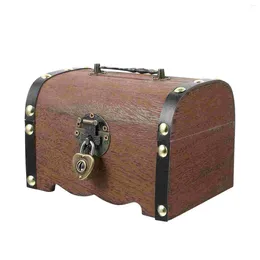 Gift Wrap Vintage Treasure Box Home Decor Wooden Storage Piggy Bank Organiser Decorative Wood Trunk With Lock