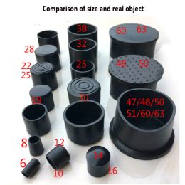 Black Round Chair Leg Caps PVC Rubber Furniture Feet Pads Non-Slip Tubing End Covers Floor Protectors Pads Table Bottom Cover