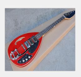 Custom Phantom Hutchins Brian Jones Vox 1960s Pgw Teardrop Signature Metallic Red Semi Hollow Body Electric Guitar B500 Tremolo Br9302646