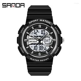 Wristwatches Fashion Sanda Top Brand Multifunctional Chronograph Watch Luxury Men Women Sports Style Couple 50m Waterproof Timer Alarm Clock