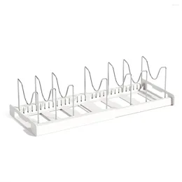 Kitchen Storage Expandable Pot And Pan Organisers Rack For Cabinet - Lid Organiser Holder With 7 Adjustable Dividers