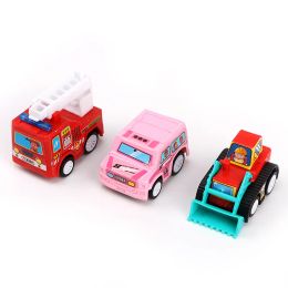 6Pcs Kids Mini Car Model Set Inertia Pull Back Car Toys Fire Truck Engineering Vehicle Boys Toys Sliding Toys Children Gifts