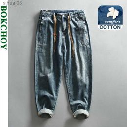 Men's Jeans 2024 Spring New Retro Wash Conical Jeans for Mens Goods Soft Cotton Leisure Street Wear Mens Pants AG7200L2403