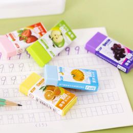 3 Pcs Fruit Scent Erasers Square Soft Rubber Fragrance Pencil Stationery Solid School Supplies Student Office Eraser Gift