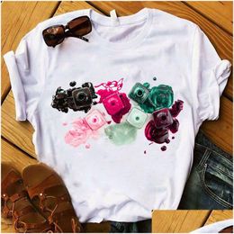 Women'S T-Shirt Womens Plus Size S-3Xl Designer Fashion White Letter Printed Short Sleeve Tops Loose Cause Clothes 26 Colours Drop Del Dhcok