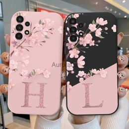 Cell Phone Cases Pink Flower Case For Samsung Galaxy A13 4G A 13 5G Cover Soft Silicone Initial Letter Fashion Shell Coque yq240330