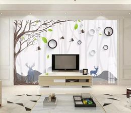 Wallpapers Contemporary And Contracted Green Small Pure Fresh Hand - Painted Woodland Setting Wall Decorates Wallpaper Mural