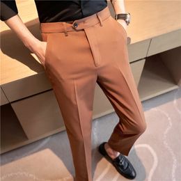Men Stretch Boutique Suits Pants Male Formal Wear Wedding Dress Trousers Quality British Style Business Casual Suit 240326