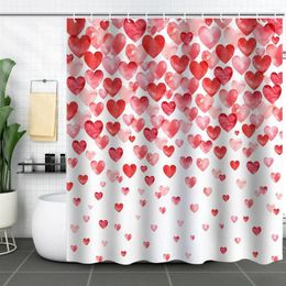 Shower Curtains Polyester Fabric Curtain Textured Water-resistant Valentine's Day With Love Heart For A