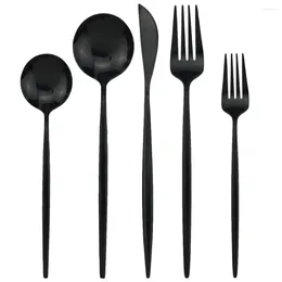 Flatware Sets 30Pcs Colorful Gold Set Black Cutlery Mirror Dessert Fork Spoon 304 Stainless Steel Tableware Kitchen Dinnerware