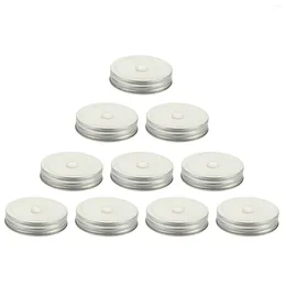 Dinnerware 12 Pcs Glass Bottles Mason Cup Lid Jar Lids Can Cover With Straw Hole Leakproof Drinking Sealing For