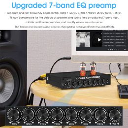 Nobsound HiFi 7-band EQ Equaliser Vacuum Tube Balanced XLR Stereo RCA Pre-amplifier with Tone Control for Desk Speaker