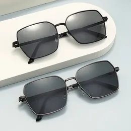 Sunglasses Large-frame Pochromic Metal Driving Flat Mirror Retro Day And Night.