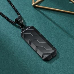 Pendant Necklaces Men's Trend Hexagon Stereoscopic Bevel Edge Tyre Pattern Necklace Hip Hop Personality Retro Stainless Steel