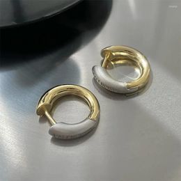 Hoop Earrings Two-color Sleeper Hoops Woman Gold & Silver Colour Contrast Zirconia Earring Copper Jewellery Abrazo Pendientes