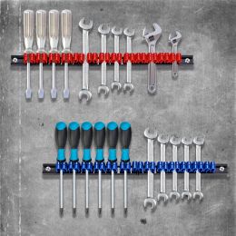 6PCS Screwdriver Organizer and Wrench Organizer Hand Tool Holder Plastic Rail Wrench Hanger with Clips