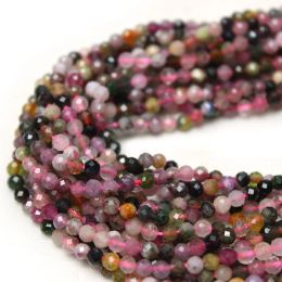 Natural Faceted Multi Tourmaline Gem Tiny Beads Loose Stone Beads 2 3 4mm for Jewellery Making DIY Bracelet Earrings Accessories