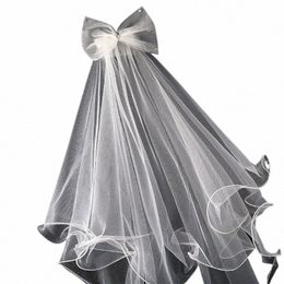 wedding Veil with Comb for Kids Wedding Hair Accories for Girls 2 Tier Bow Embellishment Props for Photo Taking i08H#