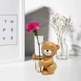 Vases Flower Pot Miniature Container Adorable Cartoon Statue Vase High Strength Shatterproof For Desktop