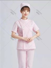White Top+pants Sleeve Scrubs Uniforms Women Pet Grooming Clinic Nursing Clothes Workwear Nurse Scrub Work Pink Medical Uniform