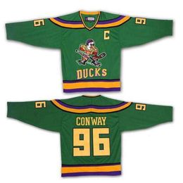 24S Hockey Jersey movie hockey suit game tage Jersey duckling 96 99 66 44 33 21 duck cartoon long sleeve cotton T-shirt Hockey Wears