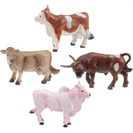 Garden Decorations 4pcs Mini Cows Bonsai Miniature Animals Figurines Cow Models Crafts