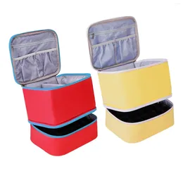 Storage Boxes Nail Polish Carrying Case PU Leather Multifunctional Double Zippers Bag Reinforced Stitching Dryer For Indoor