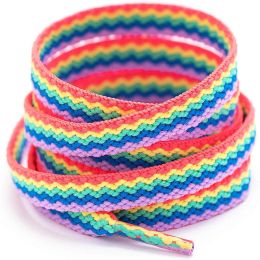 Shoelaces for Shoes Rainbow Sneakers Laces Colorful Flat Gradient Color Low-Cut High Top Canvas Casual Shoelace Shoe Accessories