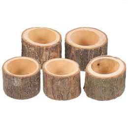 Candle Holders 5 Pcs Wooden Holder Wedding Candlestick Candleholder Tray Classic Decorative Storage Creative Crafts Container Festival