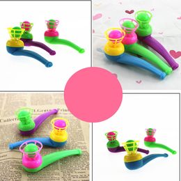 2/5/10PCS/Set Children Toys Sports Games Blow Pipe & Balls Kid Blow Blowing Gift Plastic Pipe Balls Toy for Girls Colour Random