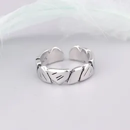 Cluster Rings Bohemian Trend Silver Plated Heart-shaped Ring Personality Men's Stone Temperature Opening Anniversary Jewelry Gifts