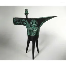 Decorative Figurines Oriental Bronze Chinese Old Exorcism Handwork Embossment Wine Cup Decor