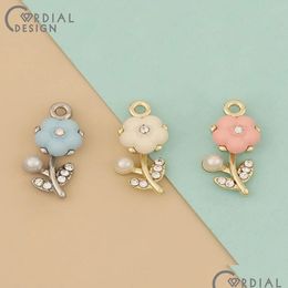 Pendant Necklaces Cordial Design 50Pcs 8X18Mm Diy/Jewelry Accessories/Rhinestone Pendant/Paint Effect/Flower Shape/Jewelry Finding Dro Otqtz