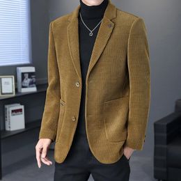 High Quality Blazer Men Korean Version of Fashion Trend Simple Casual Business Elite Gathering Man Gentleman Suit Jacket 240318