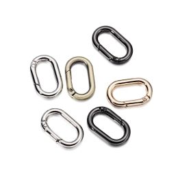 5Pcs/lot Metal Oval Ring Spring Clasps Openable Carabiner Keychain Bag Clips Hook Dog Chain Buckles Connector For DIY Jewelry