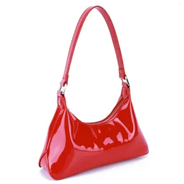 Shoulder Bags Women PU Underarm Bag Fashion Large Capacity Patent Leather Purse Solid Colour Glossy Top Handle