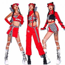 2024 Chinese Style Red Kpop Gogo Outfits Jazz Dance Costumes For Women Nightclub Bar Dj Performance Stage Rave Clothes DN13754 J85p#