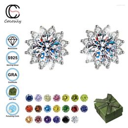 Stud Earrings Cocosily 0.5CT D Color GRA Certification Moissanite S925 Sterling Silver Women Sunflower Simple Classic Flower Jewelry