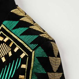 Luxury African Embroidery Cardigan Blazer Jacket Men Shawl Lapel Slim Fit Striped Suit Jacktes Male Party Prom Wedding Costumes