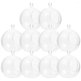 Candle Holders 10 Pcs Christmas Decoration Ball Tea Lights Clear Plastic Ornaments Crafts Party Spheres