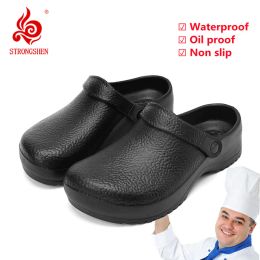 Slippers Strongshen Outdoor Men Sandals Eva Chef Shoes Nonslip Waterproof Oilproor Work Shoes Kitchen Shoes Fashion Garden Clogs Shoes