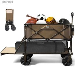 Camp Furniture Trolley 450lbs Heavy Duty Collapsible Waggon Garden Carts 400L Large Capacity Folding Double Decker Waggon Sports Camping Shopping YQ240330