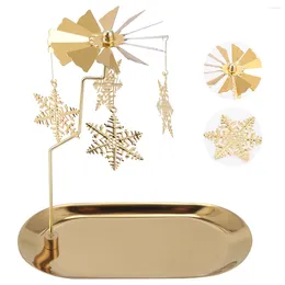 Candle Holders Christmas Votive Centrepieces Snowflake Flying Tray Rotating Candlestick