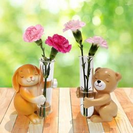 Vases Unique Vase Figurine Adorable Cartoon Statue Flower High Strength Shatterproof Container For Desktop Decoration Cute