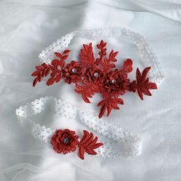 キョーノビアラインストーン刺繍の女性のための花/女性/花嫁太ももブライダルレッグガーターウェディングガーターベルトガーターセット61