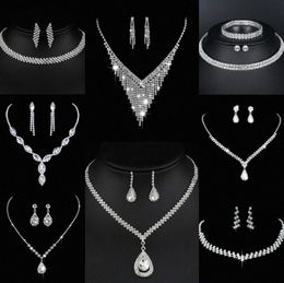 Valuable Lab Diamond Jewelry set Sterling Silver Wedding Necklace Earrings For Women Bridal Engagement Jewelry Gift O6lw#