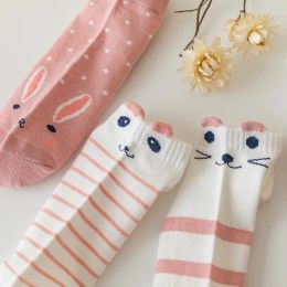 5 Pairs Cool Women Cute Pink Cat Socks Set Female Korean Ladies Spring Summer Japanese Girls Students Short Socks For Women