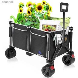 Camp Furniture Garden Cart Collapsible Heavy Duty Capacity Waggon Cart with Big Wheels Foldable Utility Beach Waggons Carts Garden Cart YQ240330