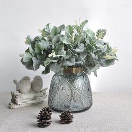 Decorative Flowers 33CM Artificial Silver Leaf Chrysanthemum Plant Hair Forsythia Flower Arrangement Material Home Decoration