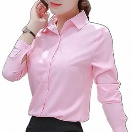 pink Womens Blouses Busin Shirt Female Lg Sleeve Blouse Plus Size XL/6XL Butt Up Shirt Korean Fi New Women Clothing 77pq#